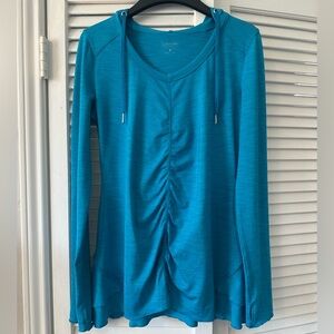 Calvin Klein Performance Hoodie Size Medium Aqua Quick Dry thumb holes Tunic